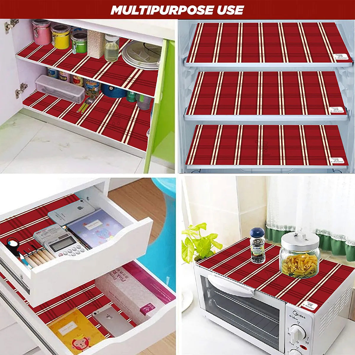 Set of 6 Pcs. Multipurpose Mats/Fridge Mats/Refrigerator Drawer Mats (Material-PP, Color- BROWN , Size-17.5X11.5 Inches) from G DECOR