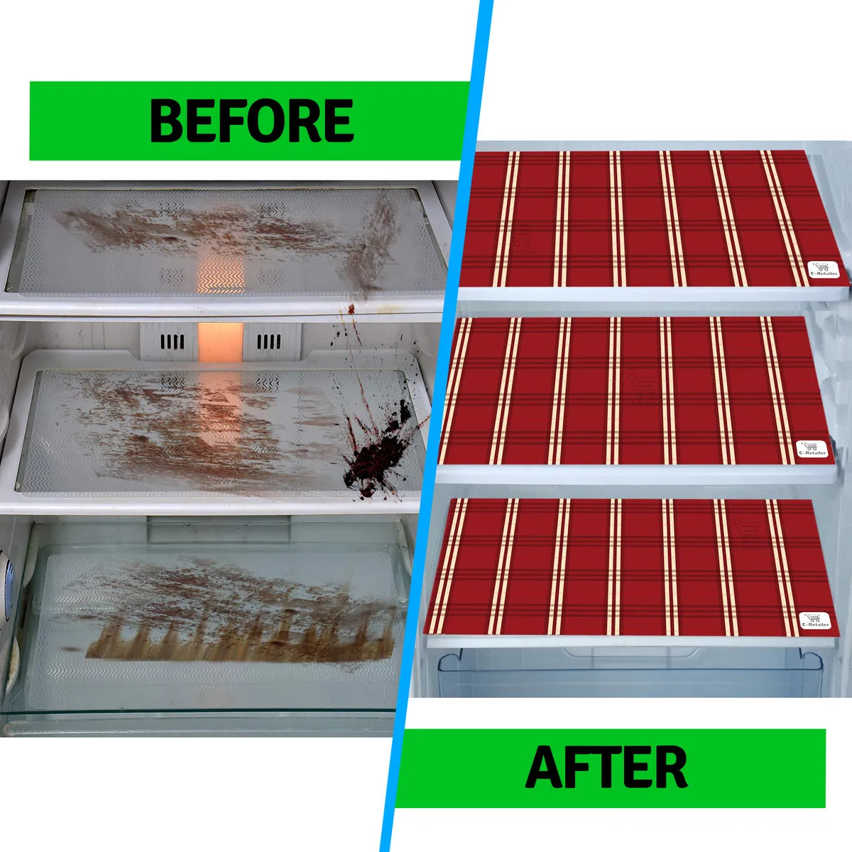 Set of 6 Pcs. Multipurpose Mats/Fridge Mats/Refrigerator Drawer Mats (Material-PP, Color- BROWN , Size-17.5X11.5 Inches) from G DECOR