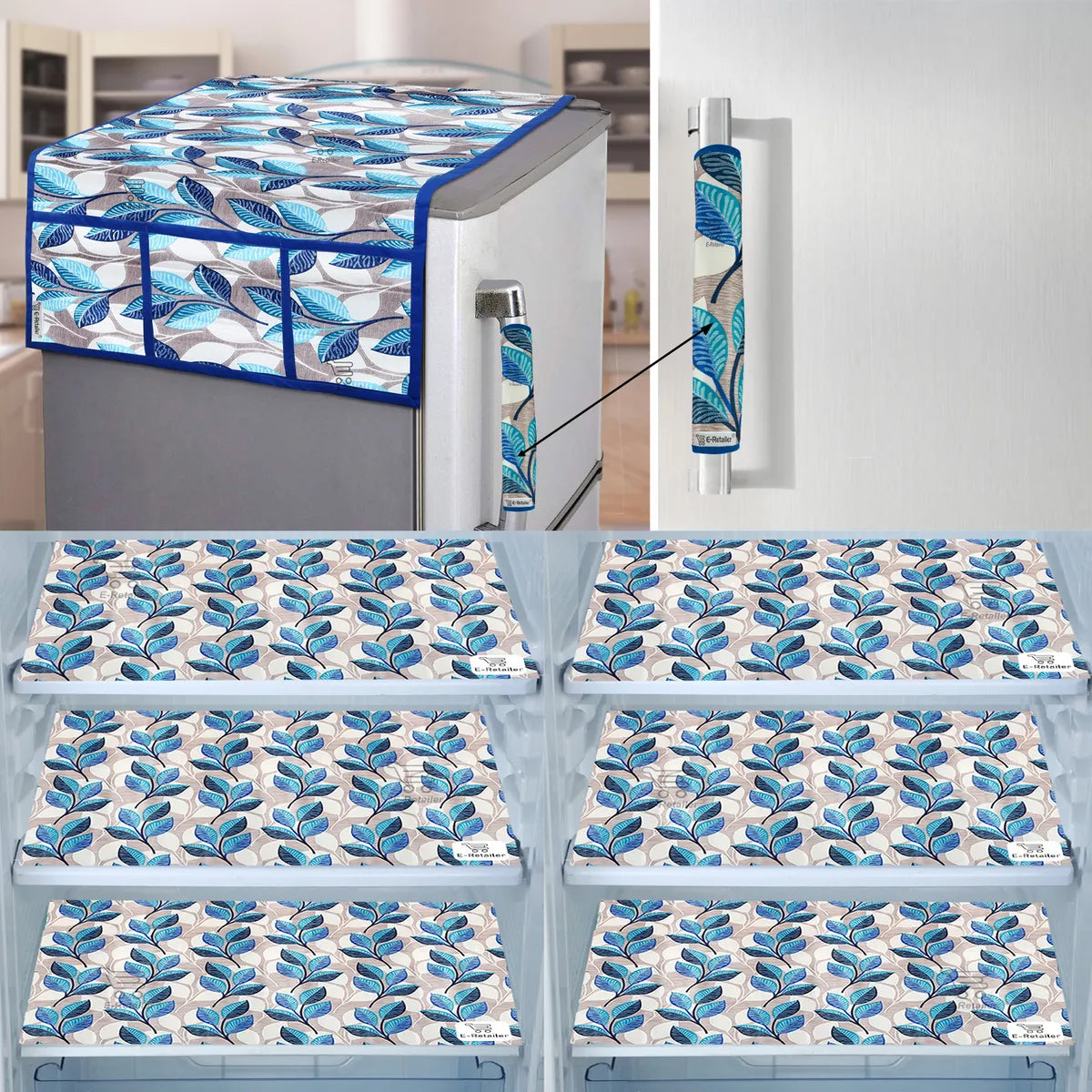 COMBO SET OFFER (  FRIDGE TOP COVER 1 Piece + 6 PCS MUTIPURPOSE MAT +2PCS FRIDGE HANDLE COVER FREE