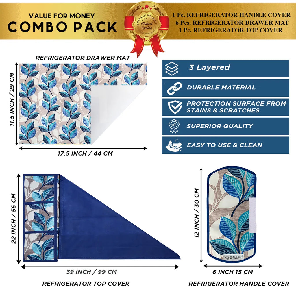COMBO SET OFFER (  FRIDGE TOP COVER 1 Piece + 6 PCS MUTIPURPOSE MAT +2PCS FRIDGE HANDLE COVER FREE