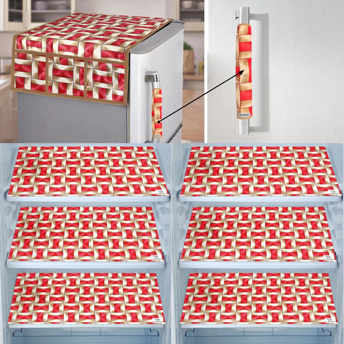 COMBO SET OFFER 102 (  FRIDGE TOP COVER 1 Piece + 6 PCS MUTIPURPOSE MAT +2PCS FRIDGE HANDLE COVER FREE