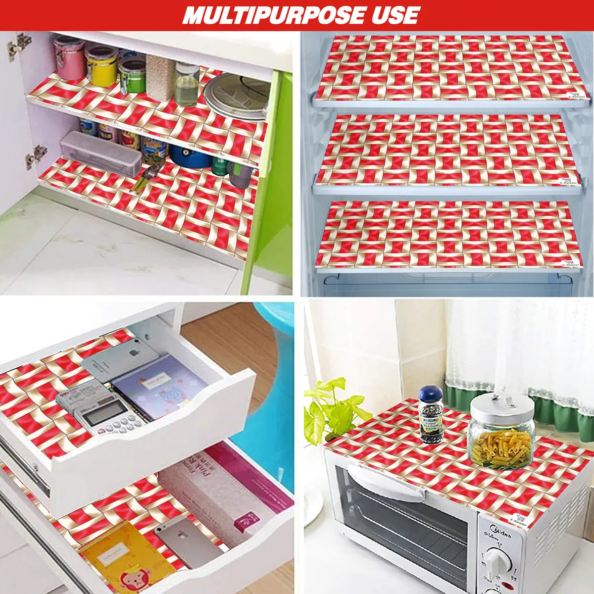 COMBO SET OFFER 102 (  FRIDGE TOP COVER 1 Piece + 6 PCS MUTIPURPOSE MAT +2PCS FRIDGE HANDLE COVER FREE