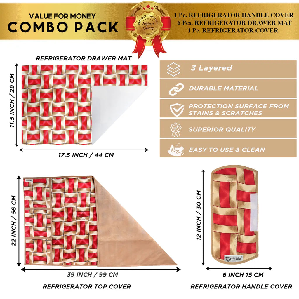 COMBO SET OFFER 102 (  FRIDGE TOP COVER 1 Piece + 6 PCS MUTIPURPOSE MAT +2PCS FRIDGE HANDLE COVER FREE