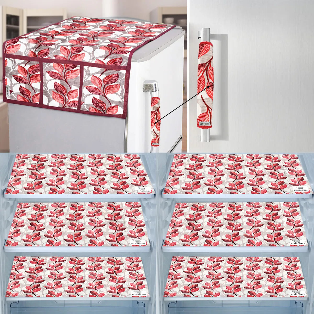 COMBO SET OFFER 103 (  FRIDGE TOP COVER 1 Piece + 6 PCS MUTIPURPOSE MAT +2PCS FRIDGE HANDLE COVER FREE