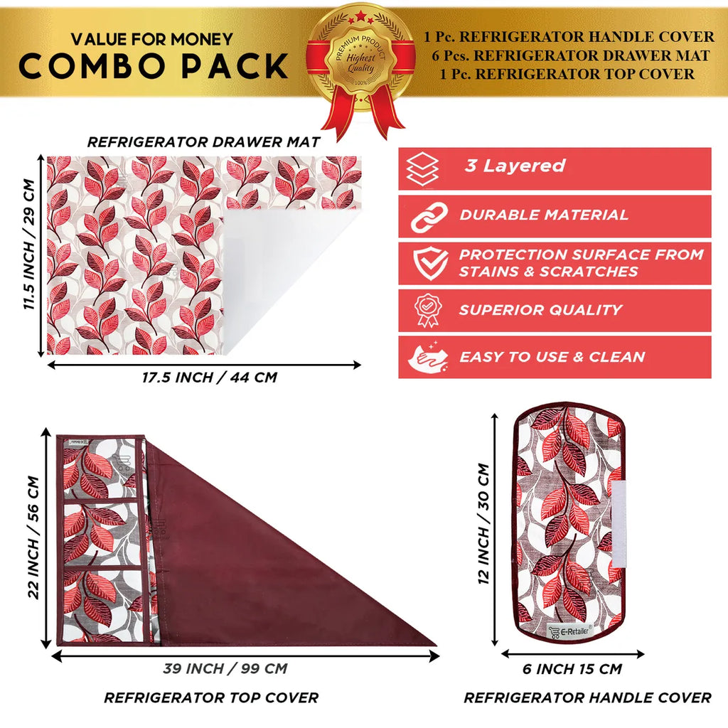 COMBO SET OFFER 103 (  FRIDGE TOP COVER 1 Piece + 6 PCS MUTIPURPOSE MAT +2PCS FRIDGE HANDLE COVER FREE