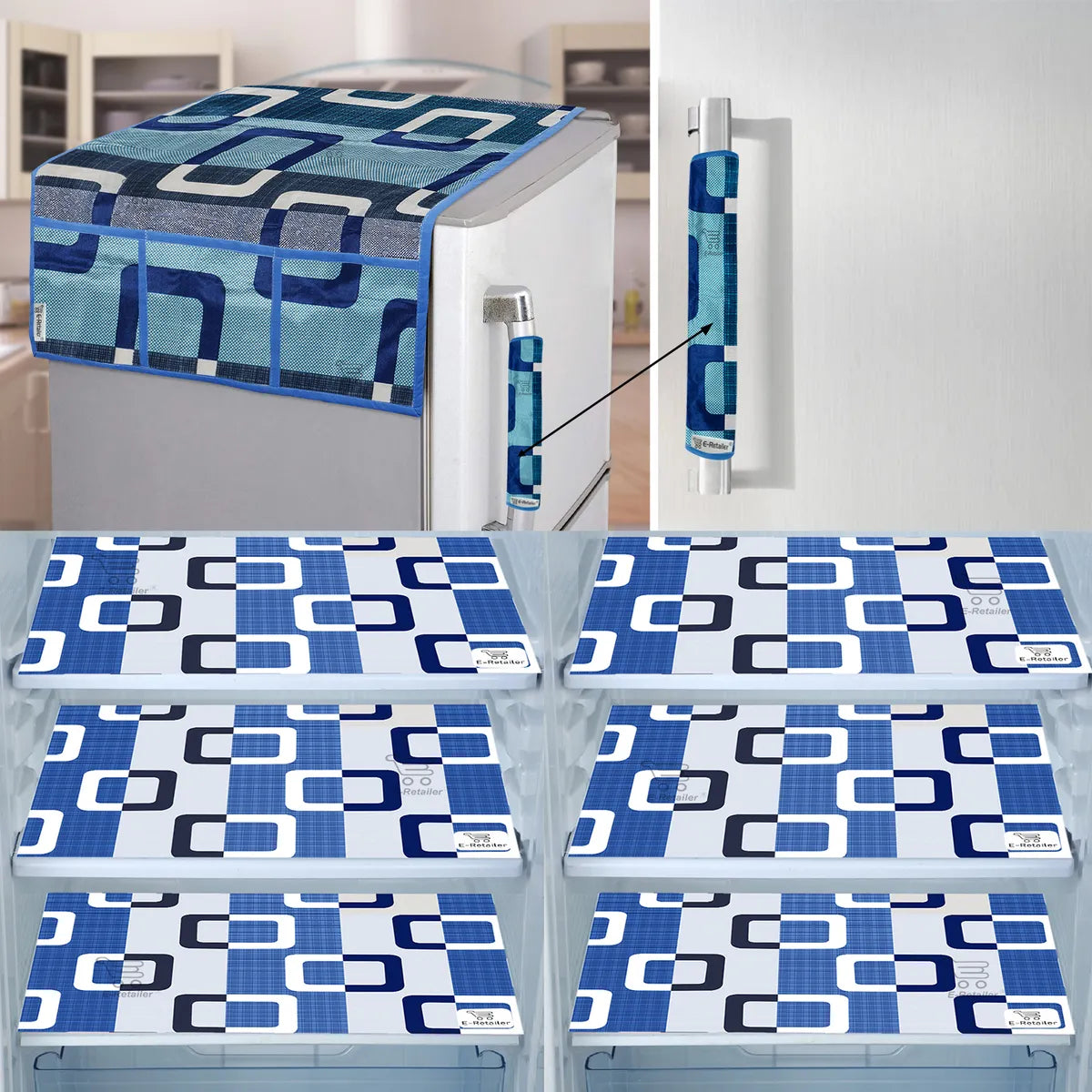 COMBO SET OFFER 104 (  FRIDGE TOP COVER 1 Piece + 6 PCS MUTIPURPOSE MAT +2PCS FRIDGE HANDLE COVER FREE
