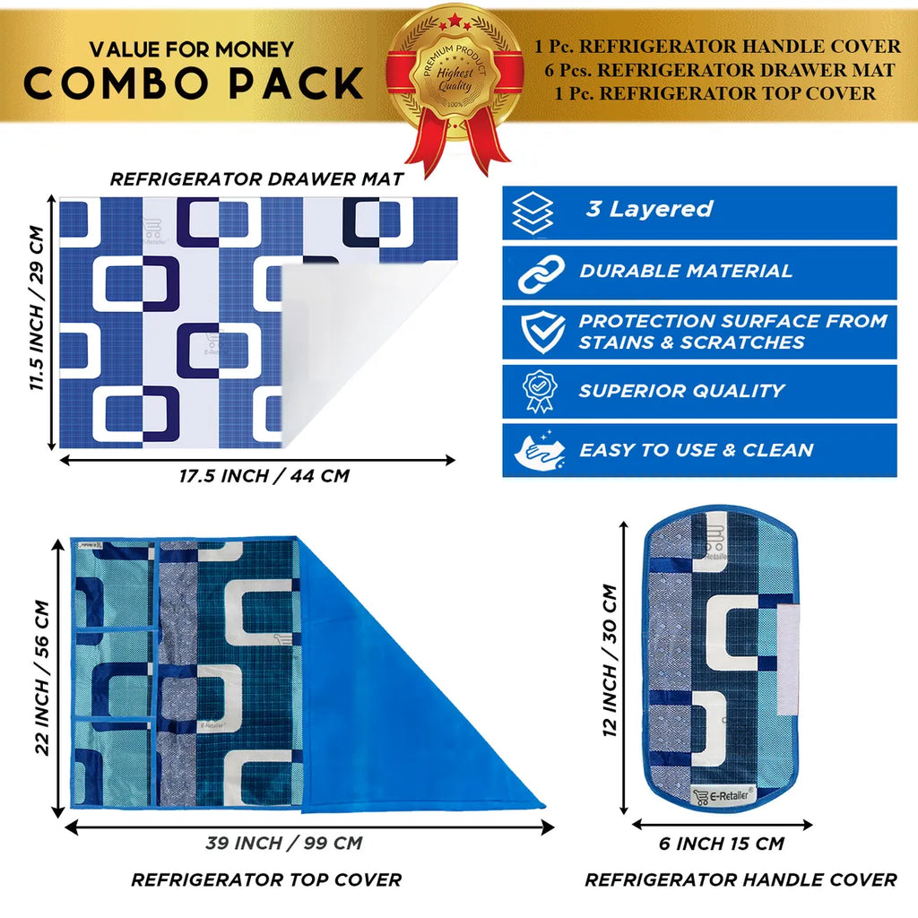 COMBO SET OFFER 104 (  FRIDGE TOP COVER 1 Piece + 6 PCS MUTIPURPOSE MAT +2PCS FRIDGE HANDLE COVER FREE