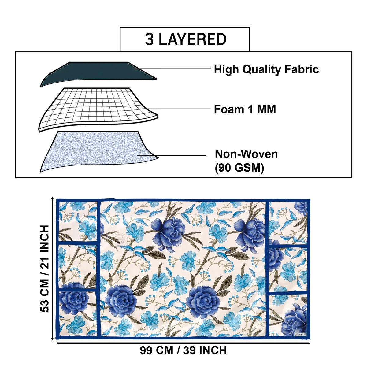 COMBO SET OFFER 105 (  FRIDGE TOP COVER 1 Piece + 6 PCS MUTIPURPOSE MAT +2PCS FRIDGE HANDLE COVER)
