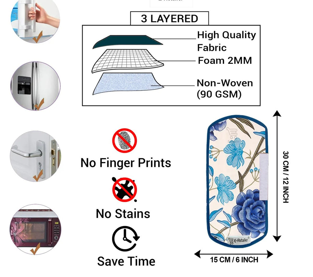 COMBO SET OFFER 105 (  FRIDGE TOP COVER 1 Piece + 6 PCS MUTIPURPOSE MAT +2PCS FRIDGE HANDLE COVER)