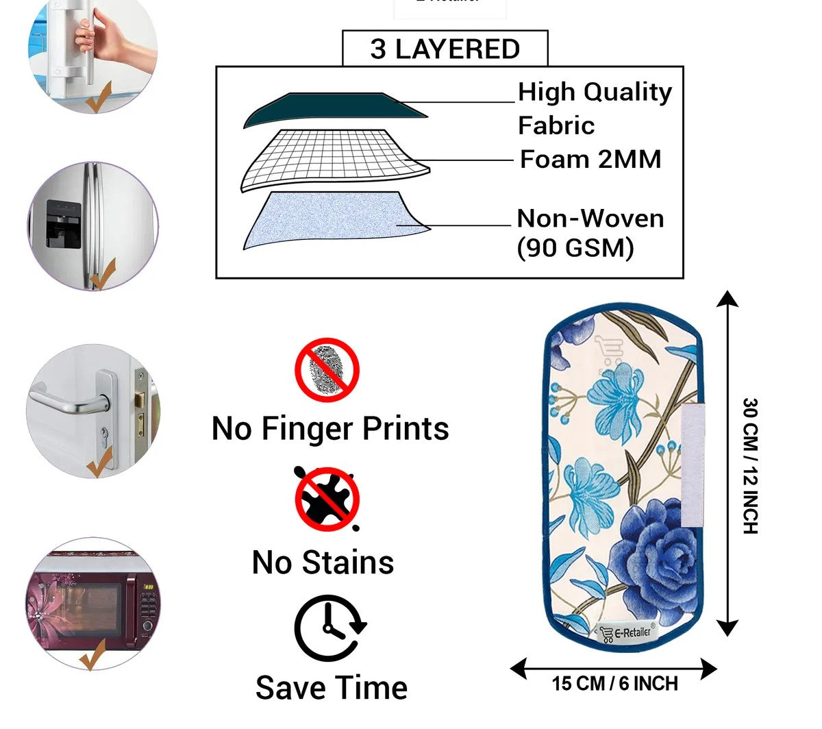 COMBO SET OFFER 105 (  FRIDGE TOP COVER 1 Piece + 6 PCS MUTIPURPOSE MAT +2PCS FRIDGE HANDLE COVER)