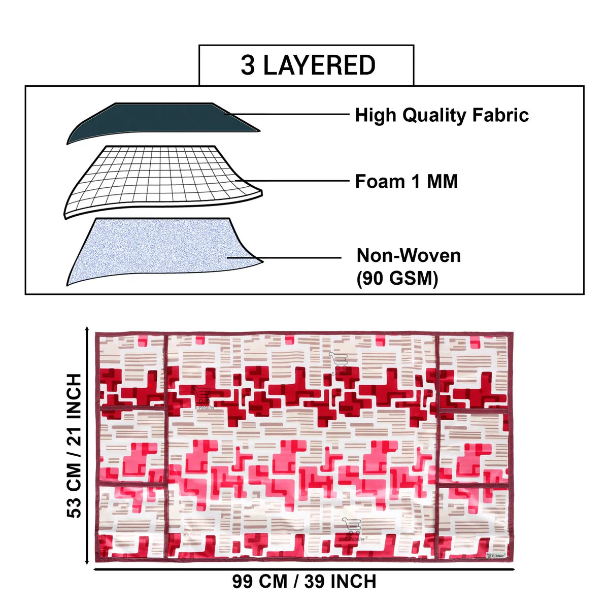 COMBO SET OFFER 106 (  FRIDGE TOP COVER 1 Piece + 6 PCS MUTIPURPOSE MAT +2PCS FRIDGE HANDLE COVER)