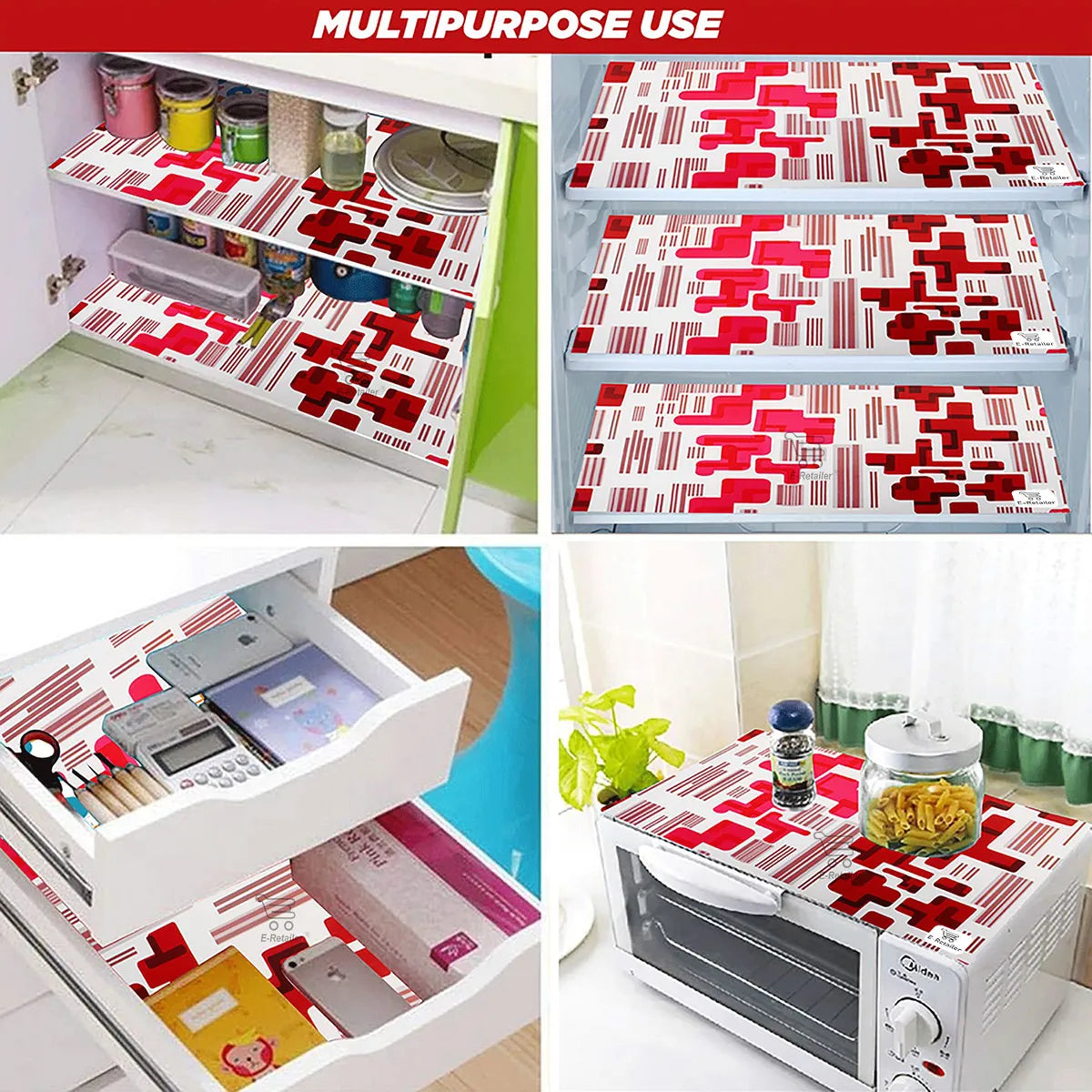 COMBO SET OFFER 106 (  FRIDGE TOP COVER 1 Piece + 6 PCS MUTIPURPOSE MAT +2PCS FRIDGE HANDLE COVER)