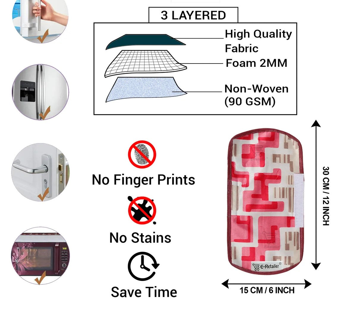 COMBO SET OFFER 106 (  FRIDGE TOP COVER 1 Piece + 6 PCS MUTIPURPOSE MAT +2PCS FRIDGE HANDLE COVER)