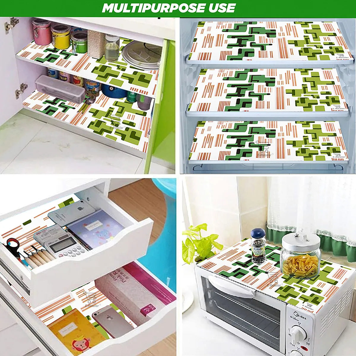 COMBO SET OFFER 107 (  FRIDGE TOP COVER 1 Piece + 6 PCS MUTIPURPOSE MAT +2PCS FRIDGE HANDLE COVER)