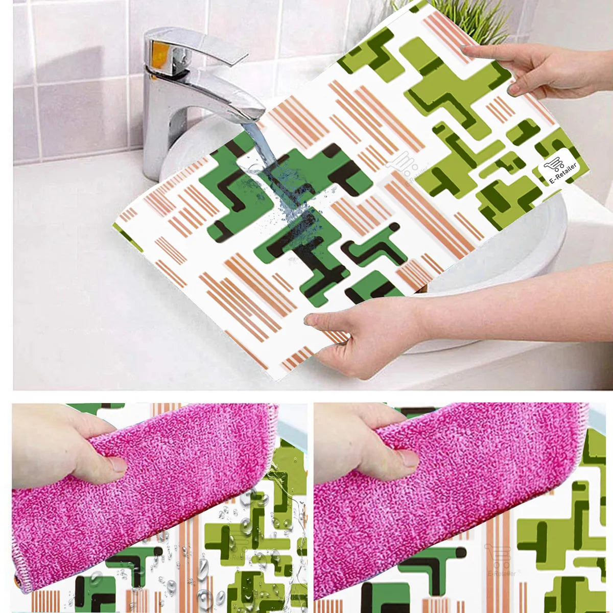 COMBO SET OFFER 107 (  FRIDGE TOP COVER 1 Piece + 6 PCS MUTIPURPOSE MAT +2PCS FRIDGE HANDLE COVER)