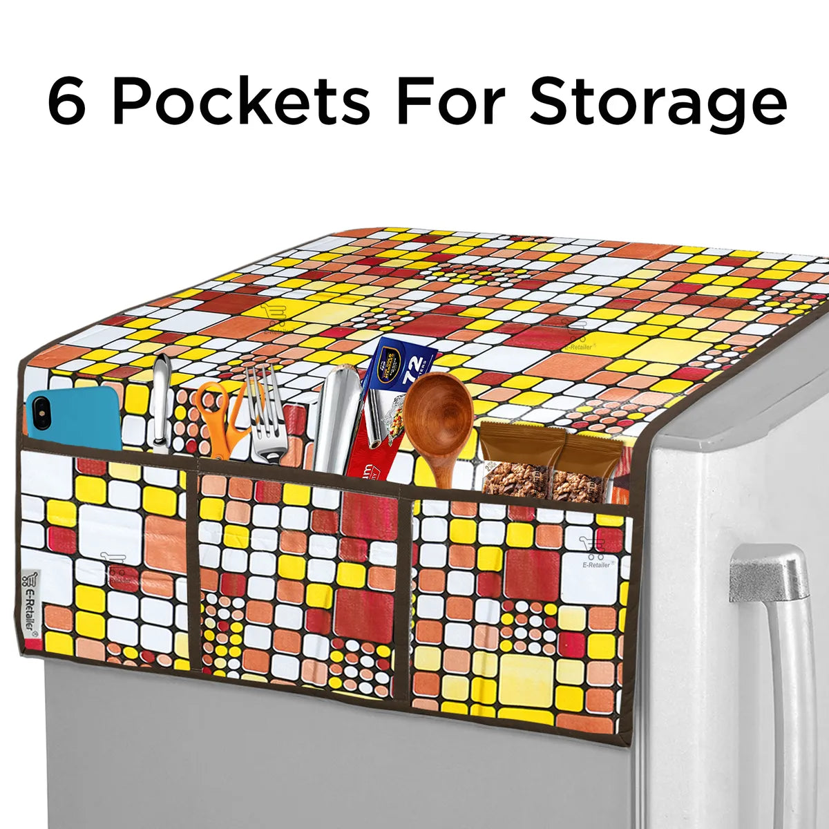 COMBO SET OFFER 108 (  FRIDGE TOP COVER 1 Piece + 6 PCS MUTIPURPOSE MAT +2PCS FRIDGE HANDLE COVER)