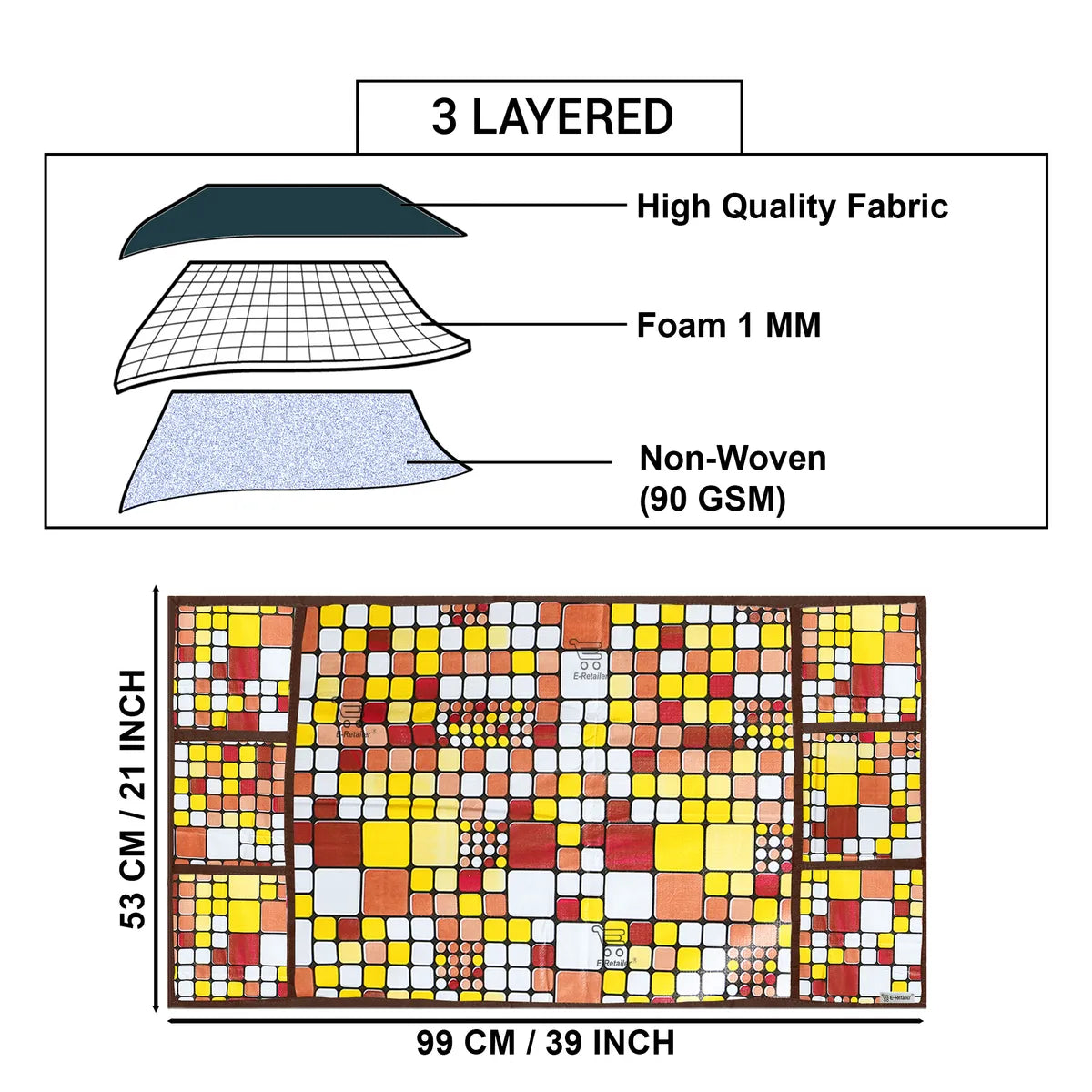 COMBO SET OFFER 108 (  FRIDGE TOP COVER 1 Piece + 6 PCS MUTIPURPOSE MAT +2PCS FRIDGE HANDLE COVER)