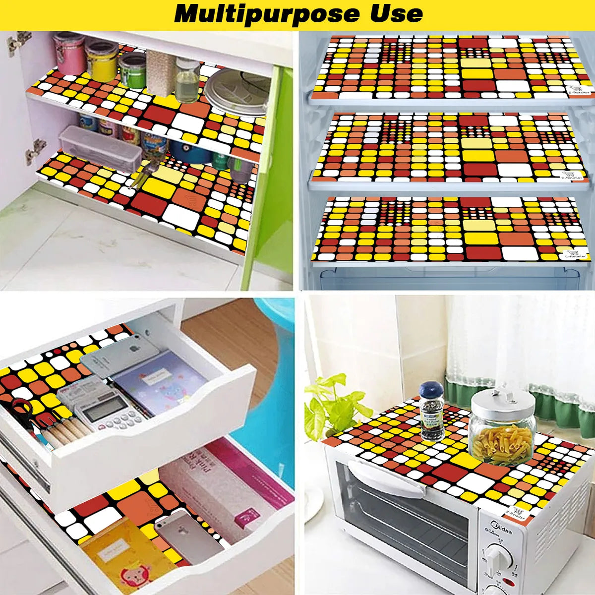 COMBO SET OFFER 108 (  FRIDGE TOP COVER 1 Piece + 6 PCS MUTIPURPOSE MAT +2PCS FRIDGE HANDLE COVER)