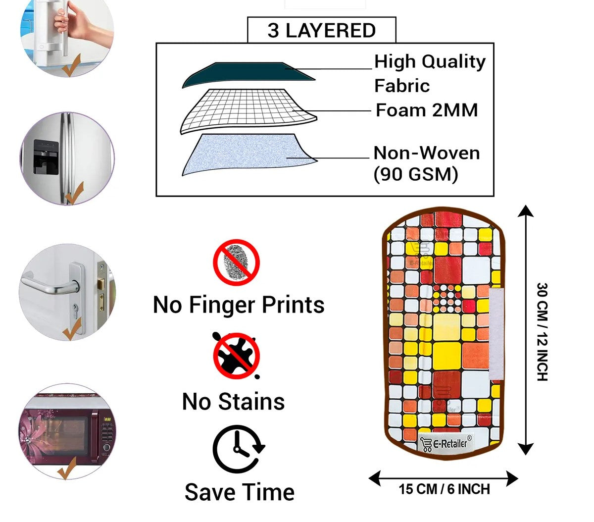 COMBO SET OFFER 109 (  FRIDGE TOP COVER 1 Piece + 6 PCS MUTIPURPOSE MAT +2PCS FRIDGE HANDLE COVER)