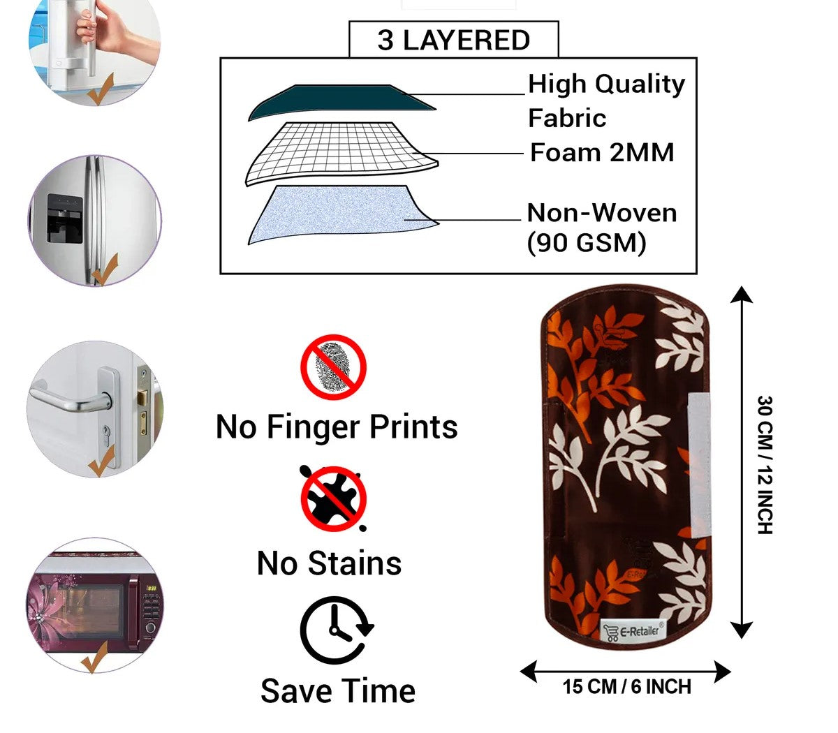 COMBO SET OFFER 109 (  FRIDGE TOP COVER 1 Piece + 6 PCS MUTIPURPOSE MAT +2PCS FRIDGE HANDLE COVER)