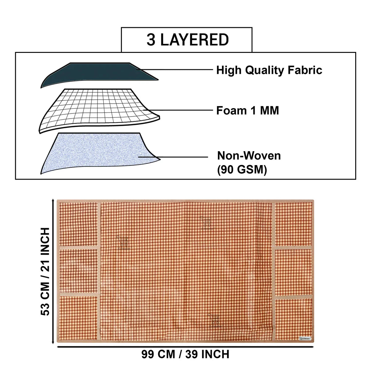 COMBO SET OFFER 110 (  FRIDGE TOP COVER 1 Piece + 6 PCS MUTIPURPOSE MAT +2PCS FRIDGE HANDLE COVER)