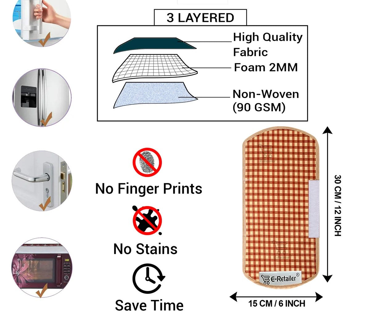 COMBO SET OFFER 110 (  FRIDGE TOP COVER 1 Piece + 6 PCS MUTIPURPOSE MAT +2PCS FRIDGE HANDLE COVER)