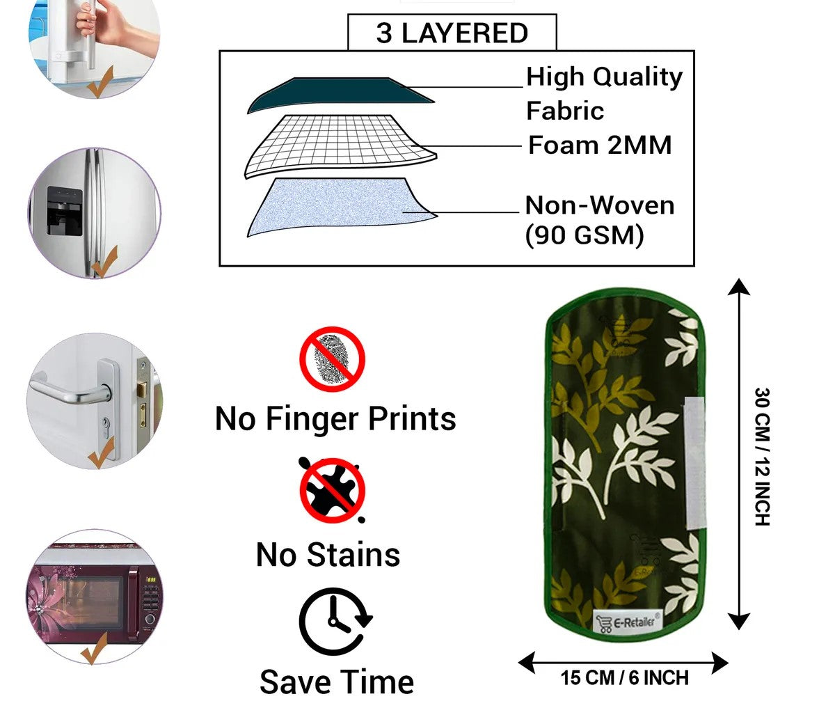 COMBO SET OFFER 111 (  FRIDGE TOP COVER 1 Piece + 6 PCS MUTIPURPOSE MAT +2PCS FRIDGE HANDLE COVER)