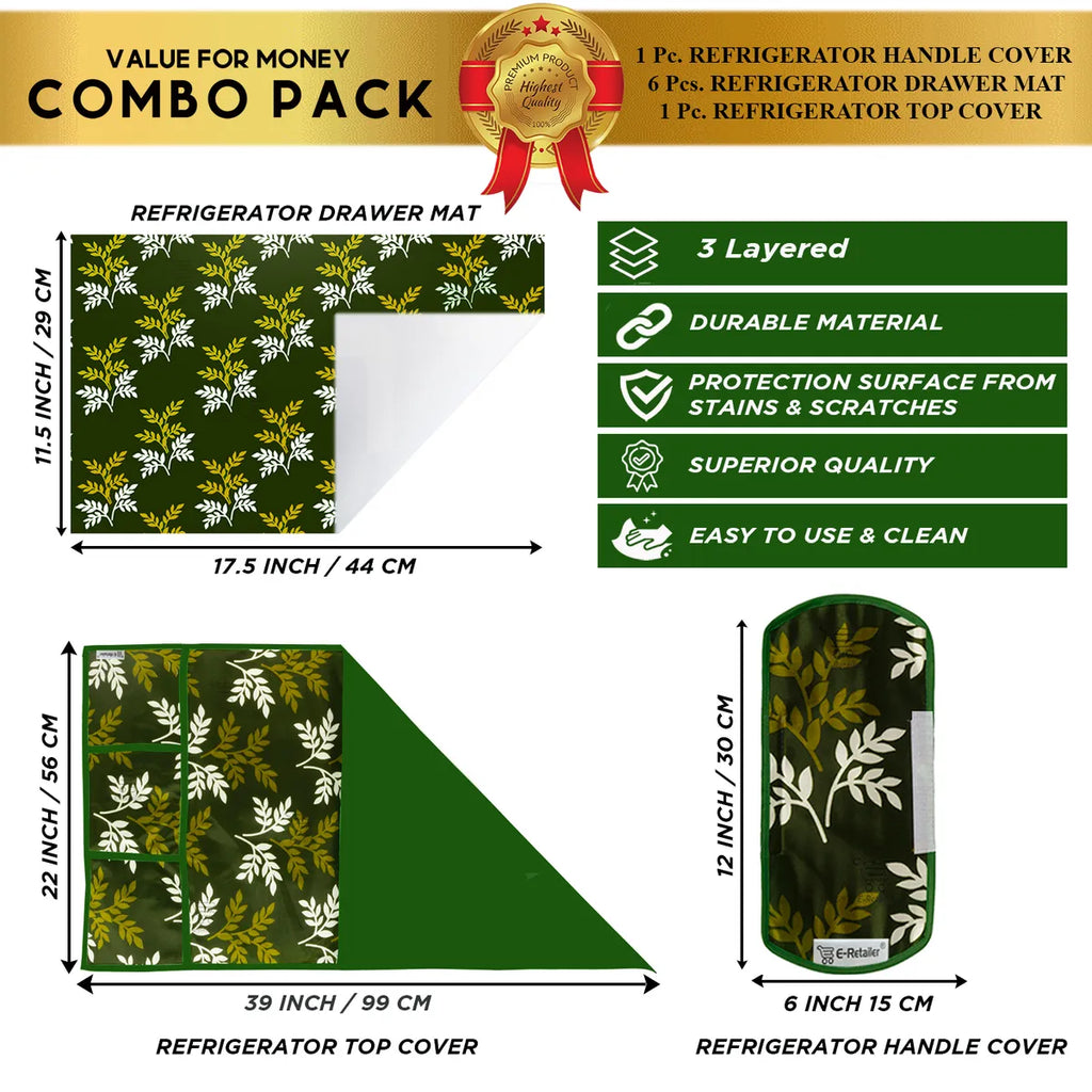 COMBO SET OFFER 111 (  FRIDGE TOP COVER 1 Piece + 6 PCS MUTIPURPOSE MAT +2PCS FRIDGE HANDLE COVER)