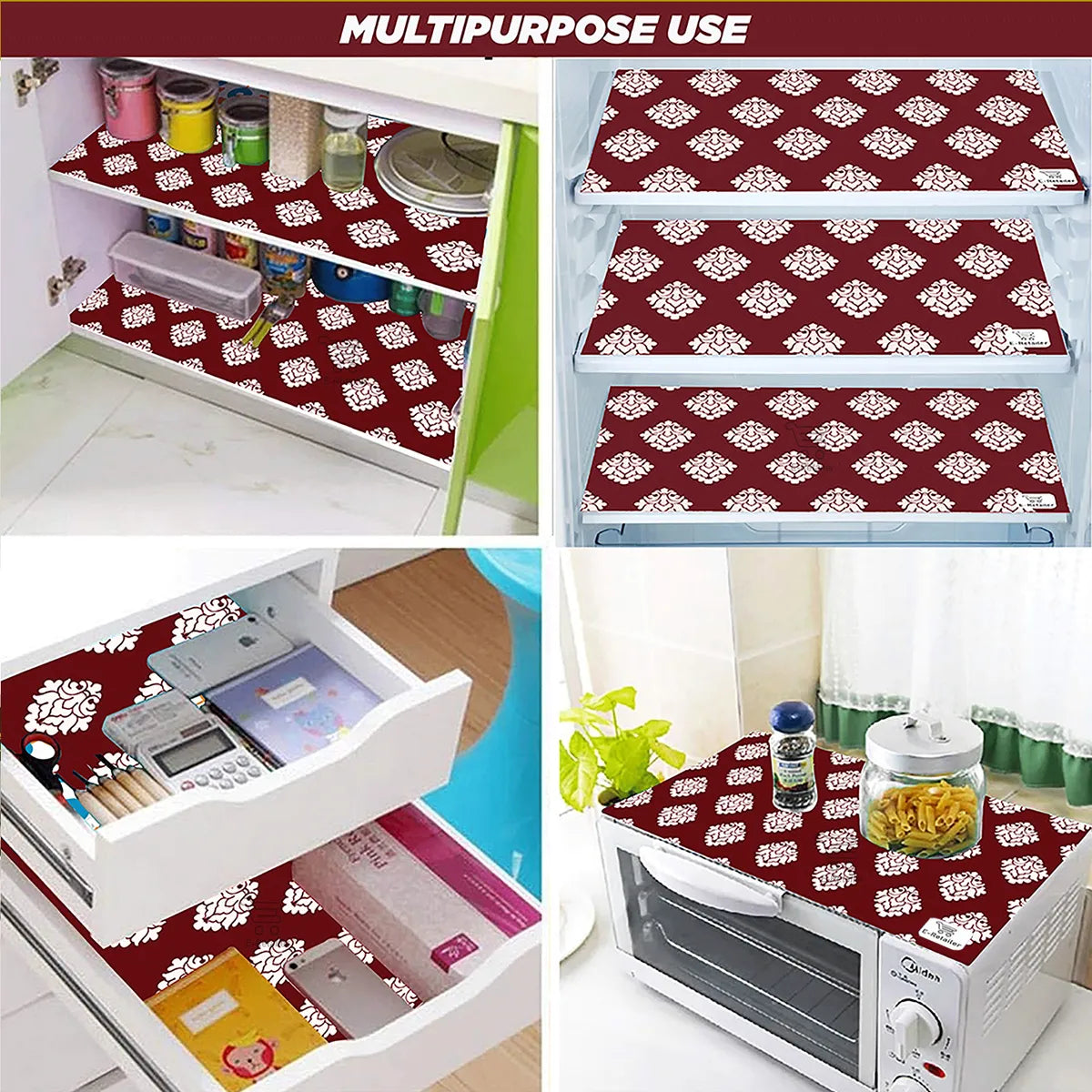 COMBO SET OFFER 112 (  FRIDGE TOP COVER 1 Piece + 6 PCS MUTIPURPOSE MAT +2PCS FRIDGE HANDLE COVER)