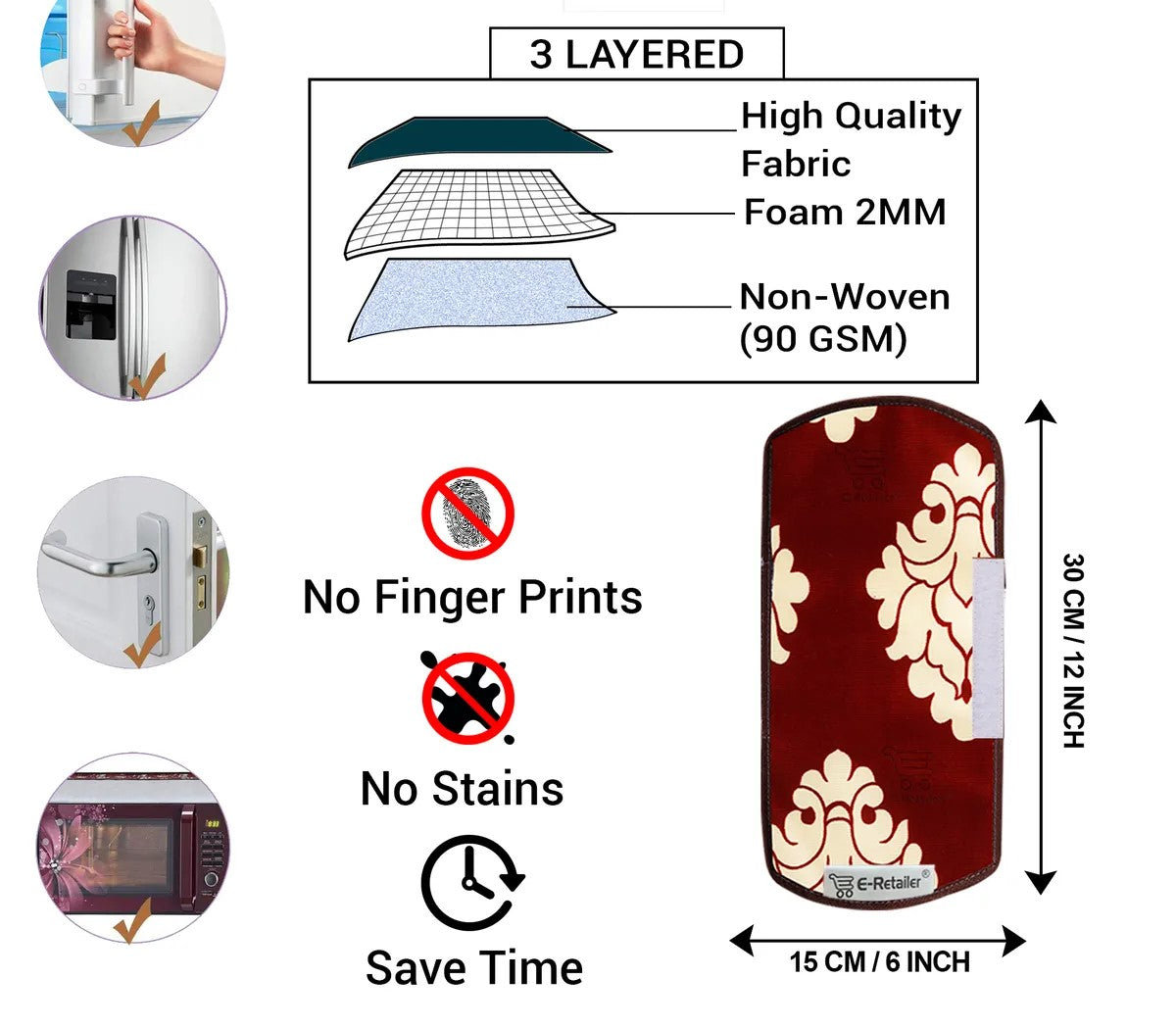 COMBO SET OFFER 112 (  FRIDGE TOP COVER 1 Piece + 6 PCS MUTIPURPOSE MAT +2PCS FRIDGE HANDLE COVER)