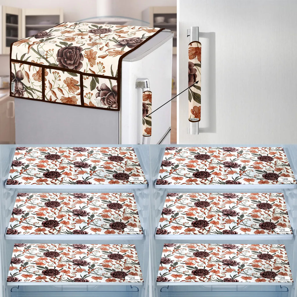 COMBO SET OFFER 113 (FRIDGE TOP COVER 1 Piece + 6 PCS MUTIPURPOSE MAT +2PCS FRIDGE HANDLE COVER)