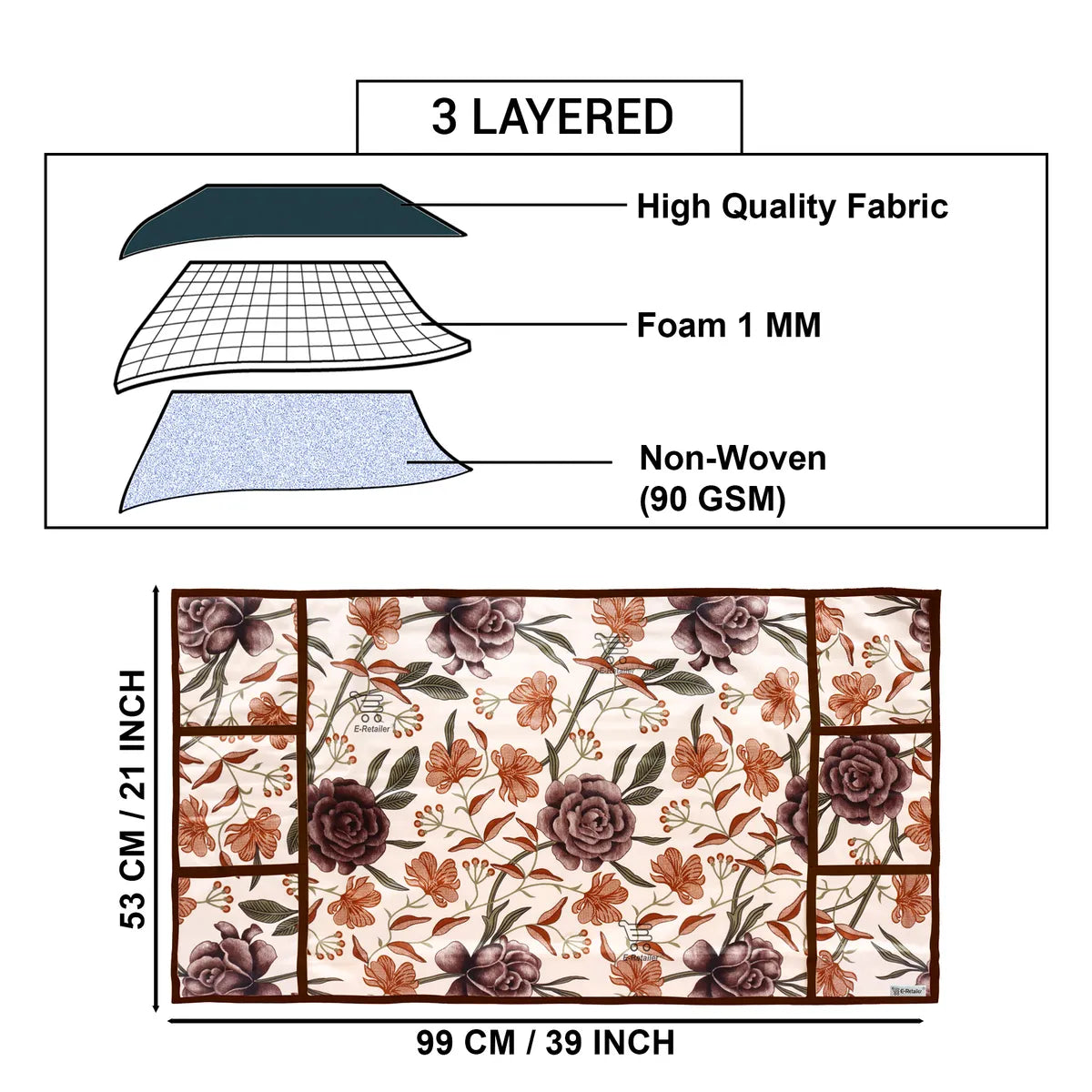 COMBO SET OFFER 113 (FRIDGE TOP COVER 1 Piece + 6 PCS MUTIPURPOSE MAT +2PCS FRIDGE HANDLE COVER)