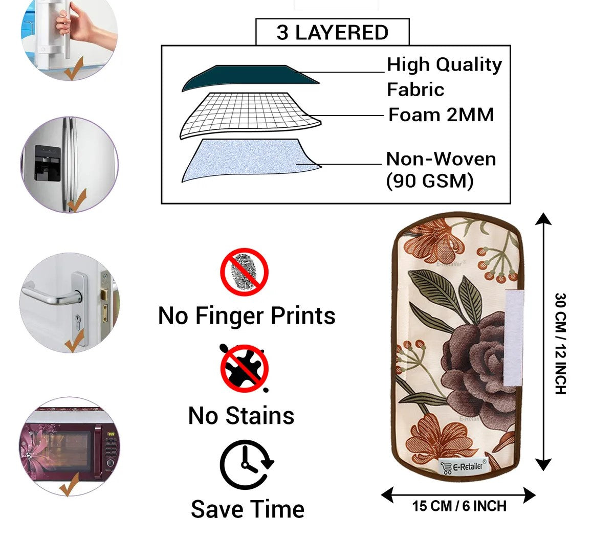 COMBO SET OFFER 113 (FRIDGE TOP COVER 1 Piece + 6 PCS MUTIPURPOSE MAT +2PCS FRIDGE HANDLE COVER)