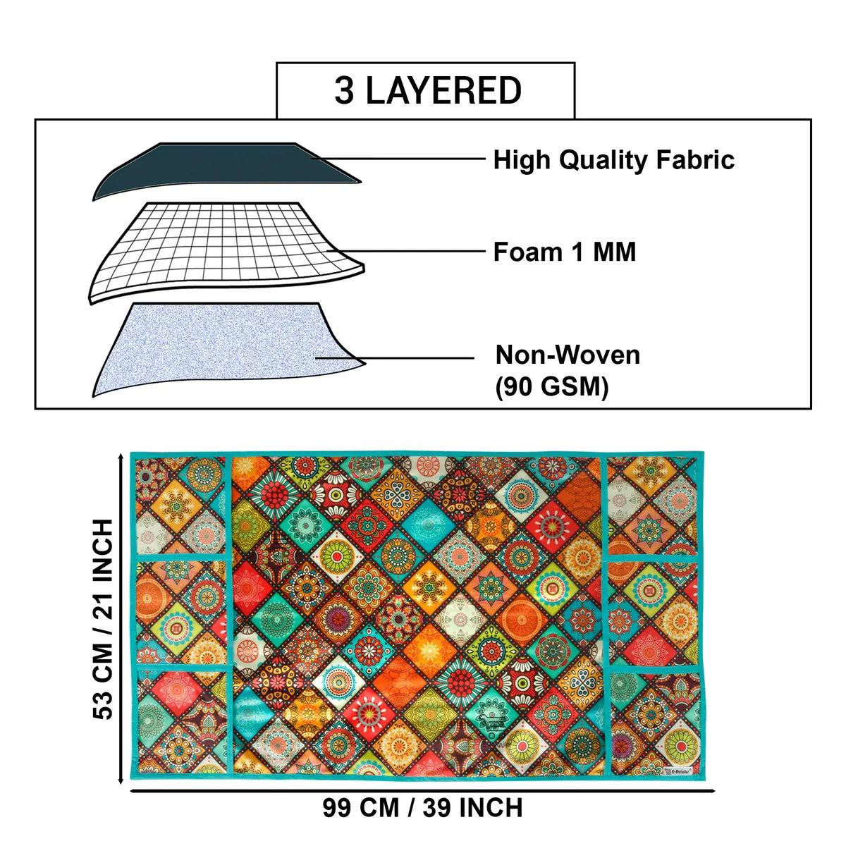 COMBO SET OFFER 115 (  FRIDGE TOP COVER 1 Piece + 6 PCS MUTIPURPOSE MAT +2PCS FRIDGE HANDLE COVER)