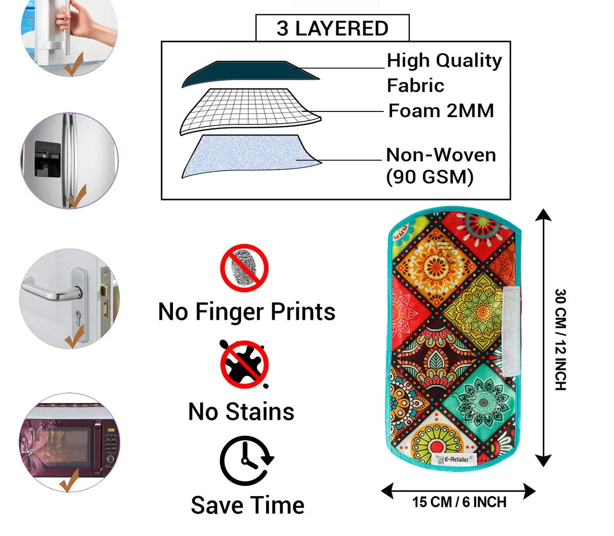 COMBO SET OFFER 115 (  FRIDGE TOP COVER 1 Piece + 6 PCS MUTIPURPOSE MAT +2PCS FRIDGE HANDLE COVER)