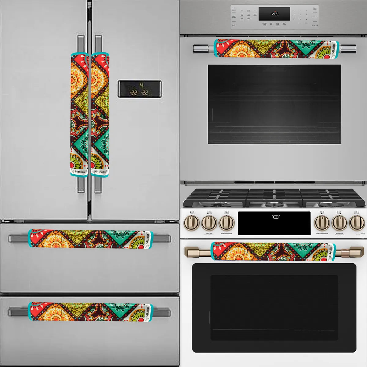 COMBO SET OFFER 115 (  FRIDGE TOP COVER 1 Piece + 6 PCS MUTIPURPOSE MAT +2PCS FRIDGE HANDLE COVER)