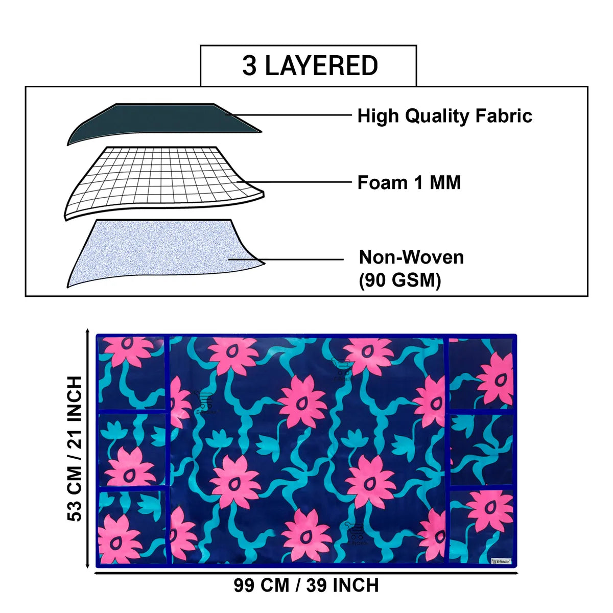 COMBO SET OFFER 116(FRIDGE TOP COVER 1 Piece + 6 PCS MUTIPURPOSE MAT +2PCS FRIDGE HANDLE COVER)