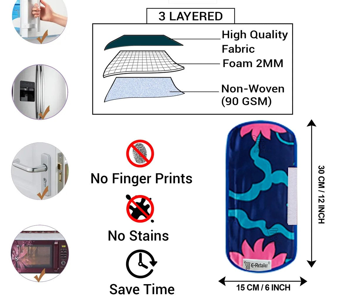 COMBO SET OFFER 116(FRIDGE TOP COVER 1 Piece + 6 PCS MUTIPURPOSE MAT +2PCS FRIDGE HANDLE COVER)