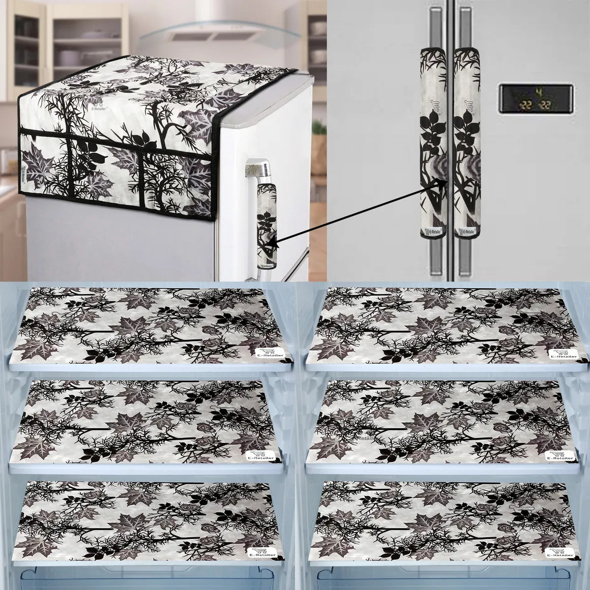 COMBO SET OFFER 117(FRIDGE TOP COVER 1 Piece + 6 PCS MUTIPURPOSE MAT +2PCS FRIDGE HANDLE COVER)