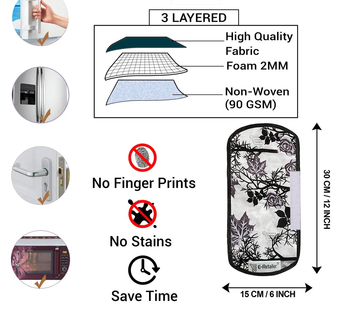 COMBO SET OFFER 117(FRIDGE TOP COVER 1 Piece + 6 PCS MUTIPURPOSE MAT +2PCS FRIDGE HANDLE COVER)