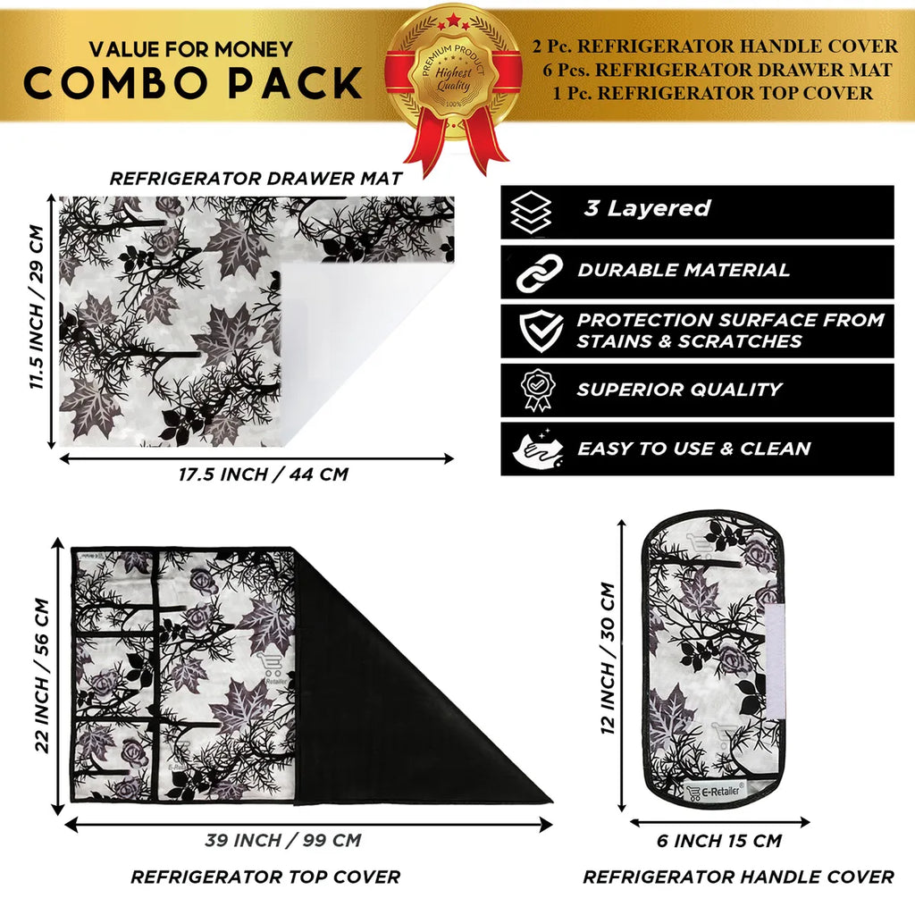 COMBO SET OFFER 117(FRIDGE TOP COVER 1 Piece + 6 PCS MUTIPURPOSE MAT +2PCS FRIDGE HANDLE COVER)