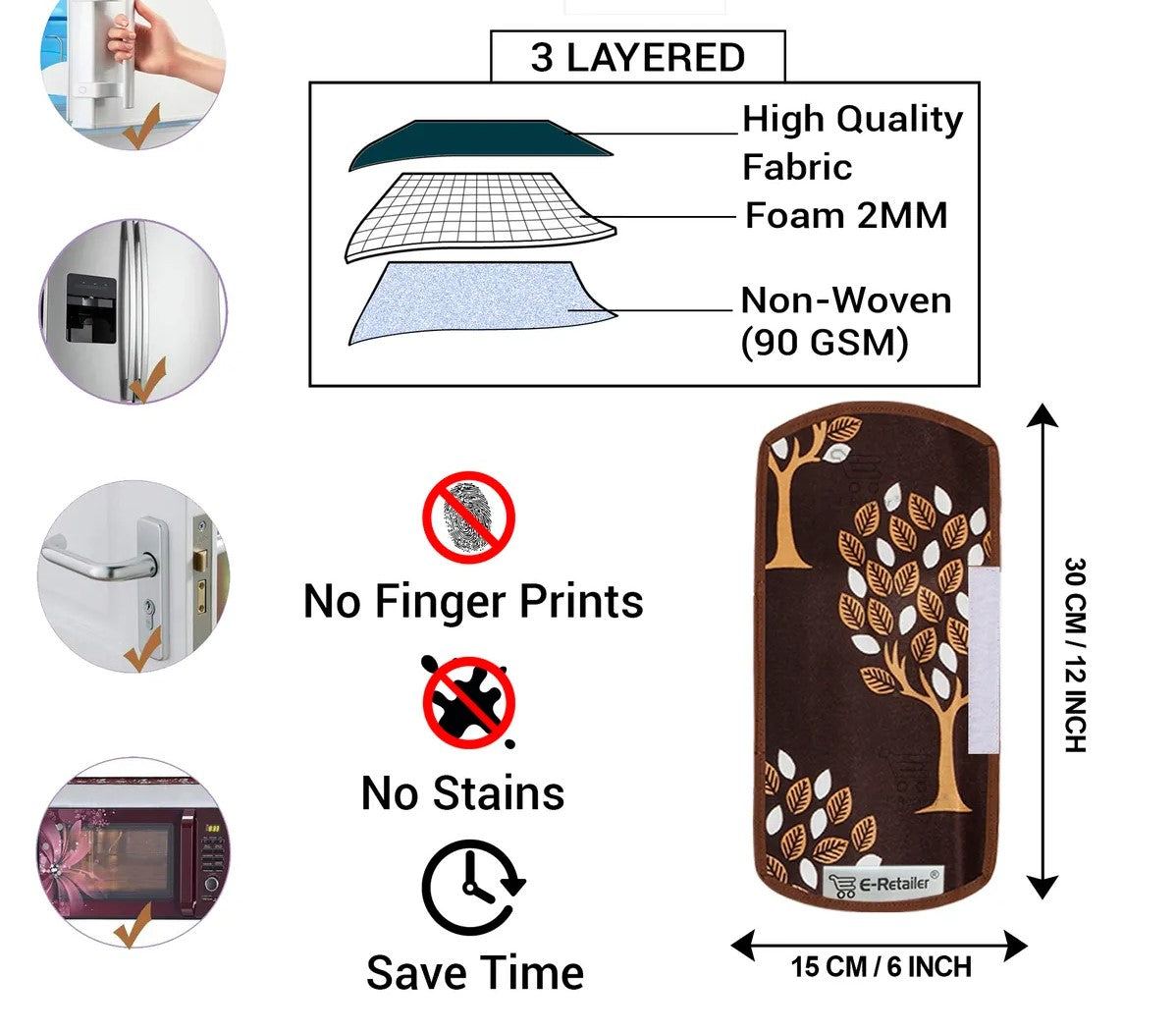 COMBO SET OFFER 118 (FRIDGE TOP COVER 1 Piece + 6 PCS MUTIPURPOSE MAT +2PCS FRIDGE HANDLE COVER)